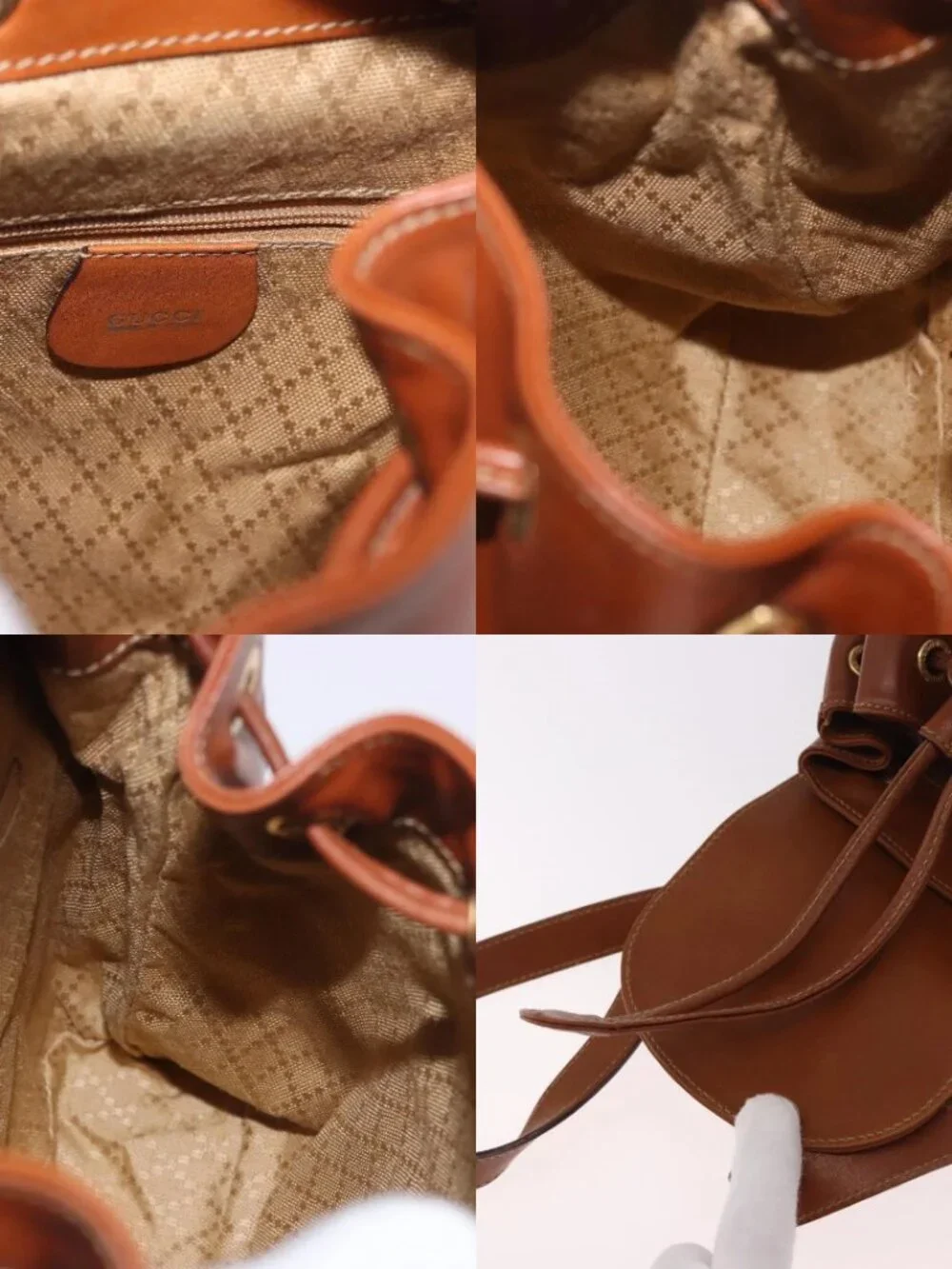 GUCCI Bamboo Backpack Leather Brown Gold 003 2058 0030 Auth ka4930